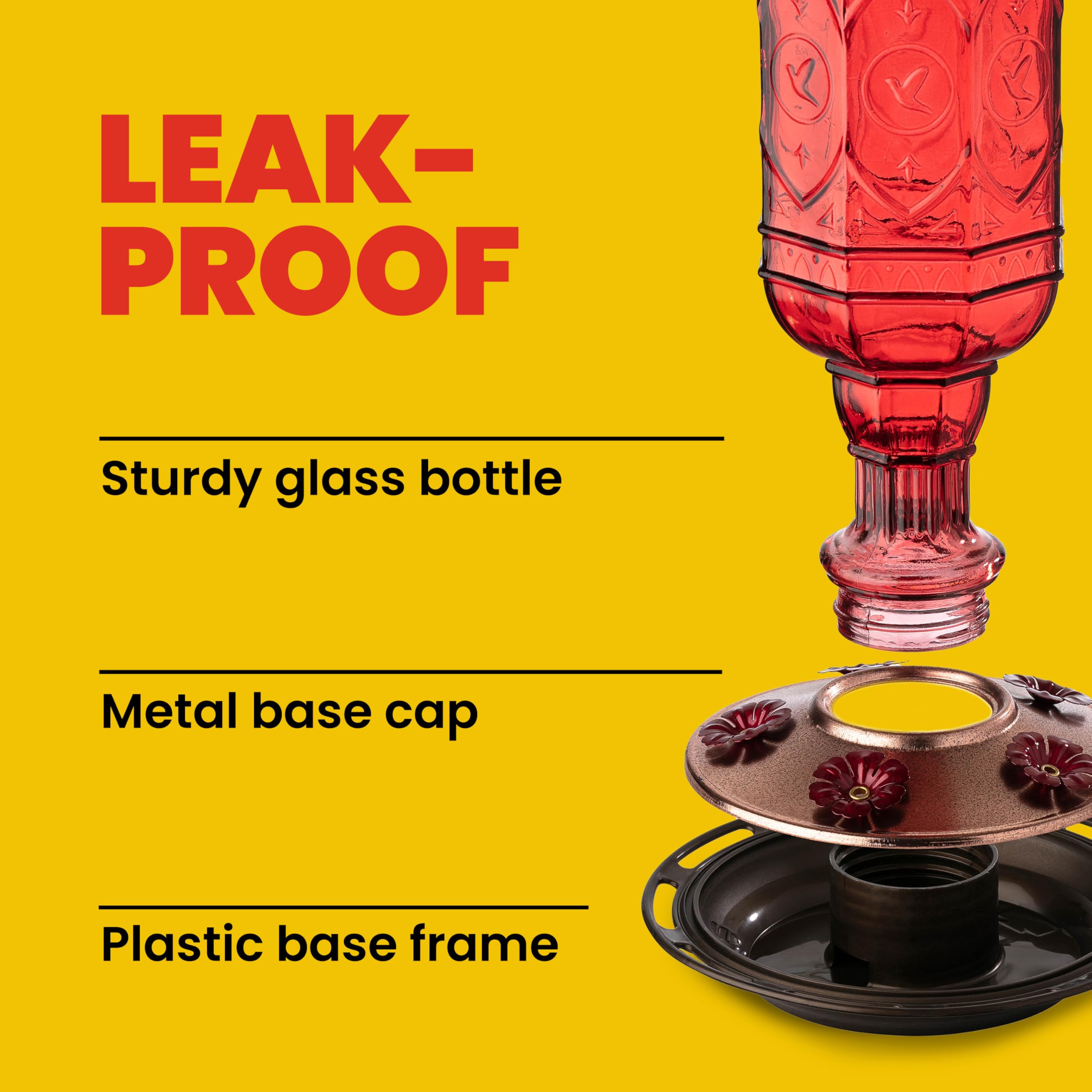 More Birds Red Jewel Hummingbird Feeder, Glass Bottle, 5 Feeding Ports and 20-Ounce Nectar Capacity (76IN)